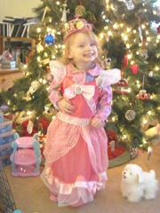 Christmas Day 2012 Bellz in her princess dress in front of tree2