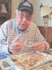 little neck clams Dad eating clams casino3