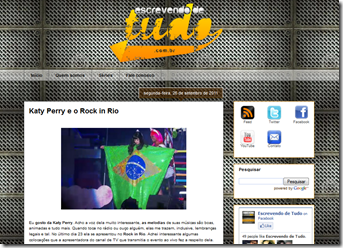 Screenshot do blog Escrevendo de Tudo (www.escrevendodetudo.com.br)
