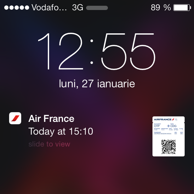 iOS Passbook on lock screen