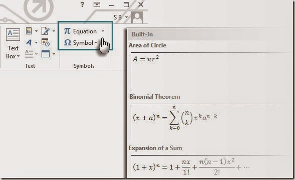Microsoft Word Equations