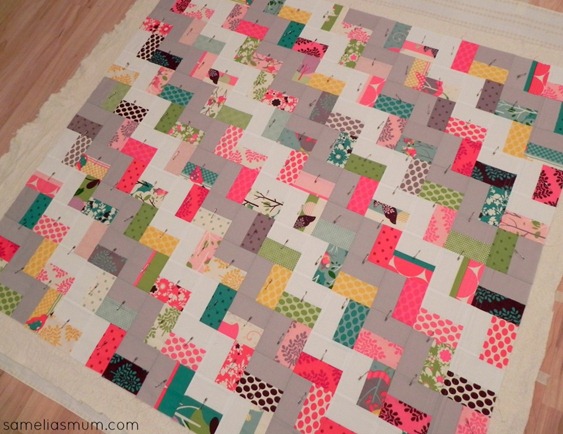 Step in Time Quilt - Basting