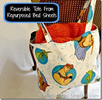 Reversible Tote From Repurposed Bed Sheets