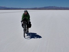 Eyes closed on the Salar de Uyuni.