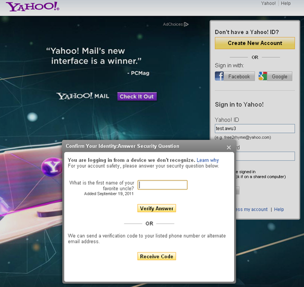 yahoo-Second-Sign-in