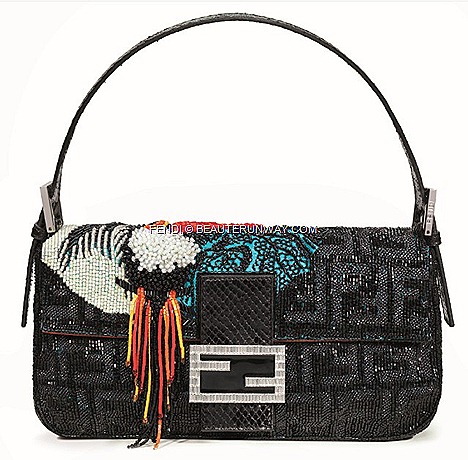 FENDI BAGUETTE TUCANO BAG Limited Re Editions colourful beaded tuscan bird sequins double F clasp .by Silvia Venturini FENDI FALL WINTER 2012‘ flagship store Singapore Grand Opening celebrities actress singers