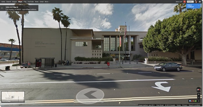 Googlemap showing Academy of Motion Picture Arts and Sciences - Hollywood