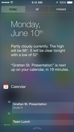 Apple iOS 7 Notification Center
