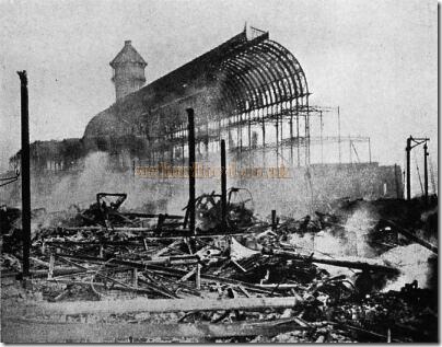 The Crystal Palace at Sydenham Hill after the fire