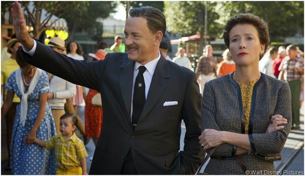 Tom Hanks as Walt Disney and Emma Thompson as P.L. Travers in SAVING MR. BANKS.