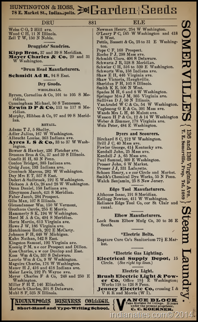 1887 Indianapolis City Directory businesses, Dry Goods