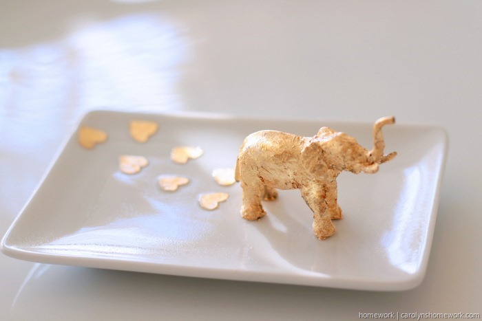 Gold Leaf Elephant Trinket Dish by homework (1)