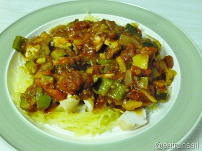 Jan 21 chili with chicken on spaghetti squash 001