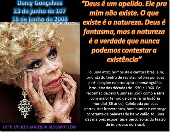 Dercy gonsalves cultura ateista