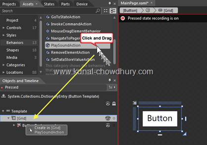 9. Drag Behavior to the Button Template
