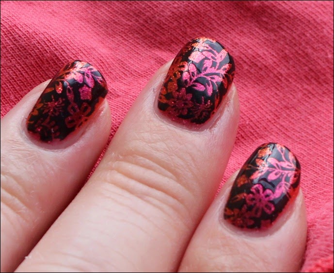 Nail Art Nageldesign Inverse Flower Pink Spice 3