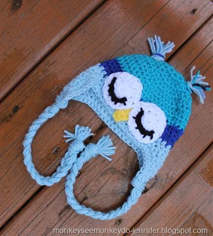 blue baby boy owl hat