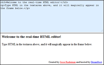Real-time HTML editor