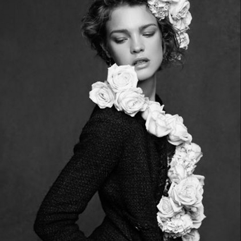 Natalia Vodianova in Chanel little black jacket