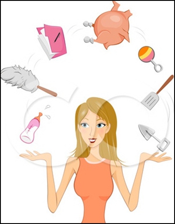 92506-Royalty-Free-RF-Clipart-Illustration-Of-A-Dirty-Blond-Woman-Juggling-Her-Responsibilities