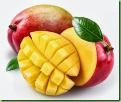 Mango with section on a white background