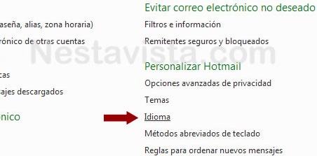 Cambiar de inglés a español mi correo Hotmail