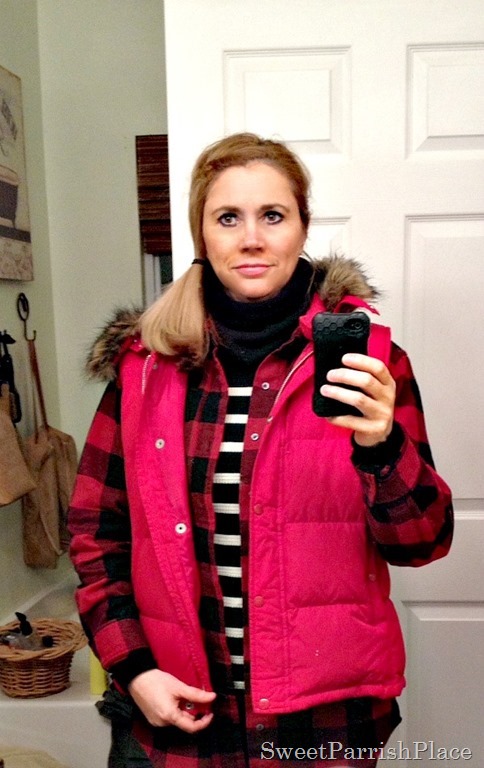 Buffalo plaid stripes and red vest3