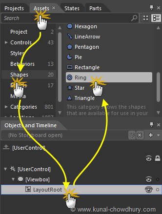 Selecting Ring Control from the Shapes Assets in Expression Blend Selecting Ring Control from the Shapes Assets in Expression Blend