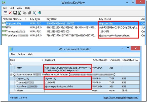 Password della rete WiFi recuperata con due programmi