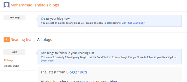 Create Your New Blogger Blog