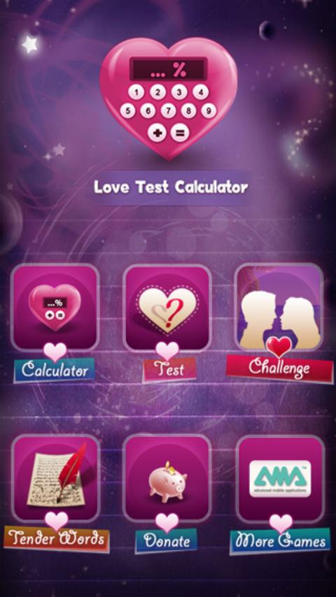 Android application Love Test Calculator screenshort
