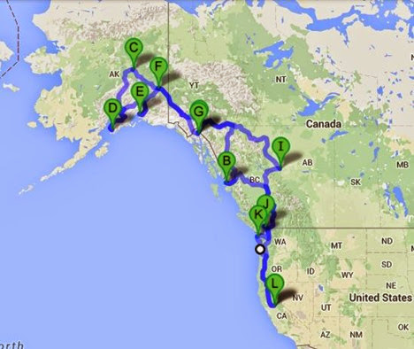 Map of 2015 Trip to Alaska
