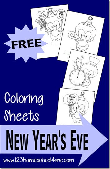 New Year's Eve Coloring Pages - Toddler, Preschool, and Kindergarten age kids will love these FREE coloring pages! They are perfect for kids to celebrate New Year's Eve kids activities.