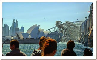 A Kaiju breaks the protective walls & enters Sydney for destruction
