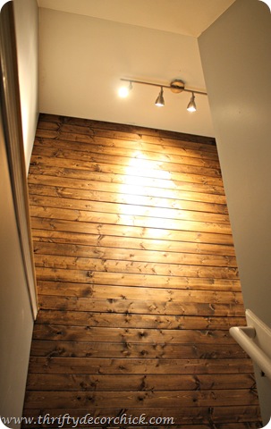 wood planked wall dark stain