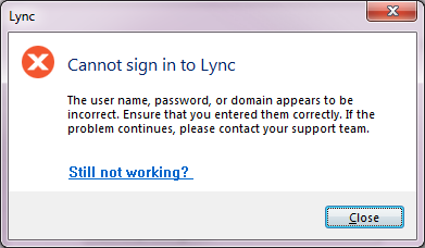 Lync 2010 sign-in error
