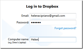 Login no Dropbox