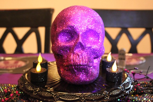 ghouls rule black purple silver glam halloween party skulls skeletons