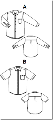Jalie 2111 - Shirt for Men and Boys - line drawing