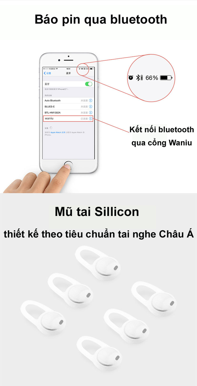 Tai nghe bluetooth mini Q6 Waniu