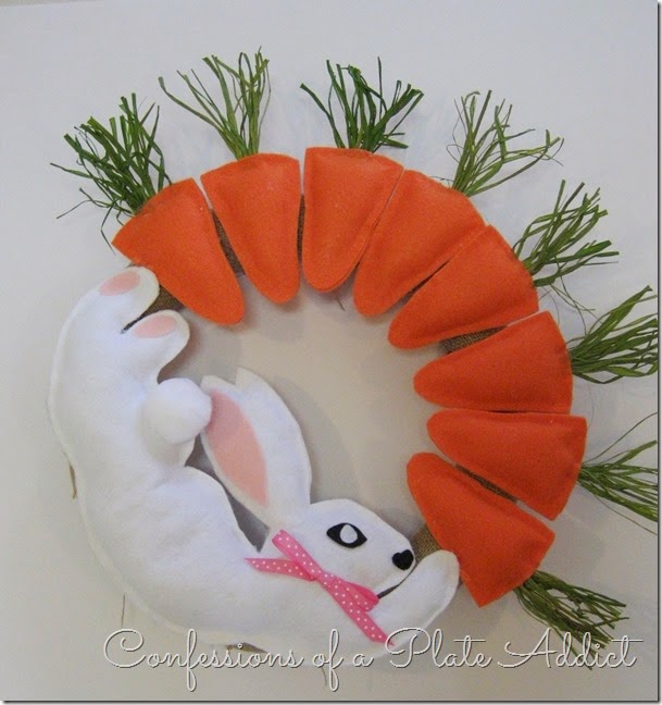 CONFESSIONS OF A PLATE ADDICT No-Sew Bunny and Carrot Wreath tutorial
