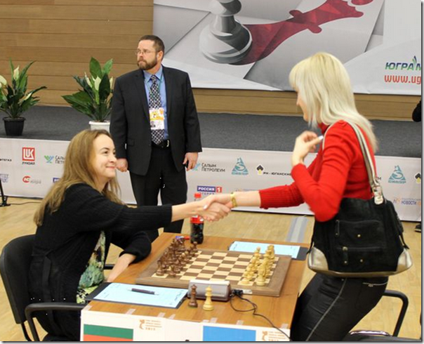 Stefanova vs Ushenina, Game 1, Finals, Womens World Chess Championship 2012 Khanty-Mansiysk, Russia