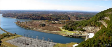 panoramic of Carters Lake Dam and electrical plant