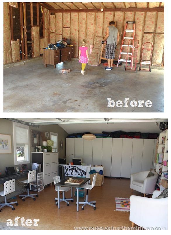 garage remodel (playroom conversion) before and after