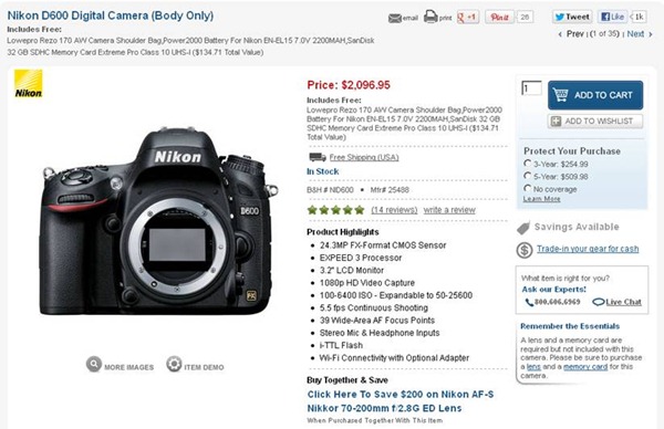 Nikon D600 Sale