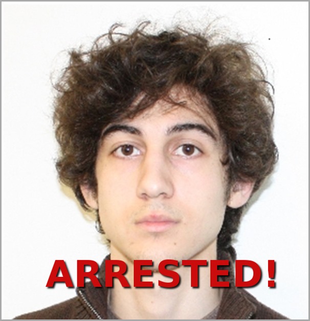 Boston Marathon bombing suspect Dzhokhar A. Tsarnaev, 19, has been arrested! 
