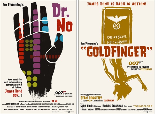 james bond 007 tribute artwork posters goldfinger dr no