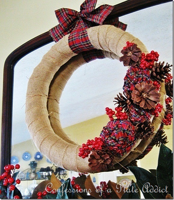 CONFESSIONS OF A PLATE ADDICT Burlap and Plaid Wreath 3