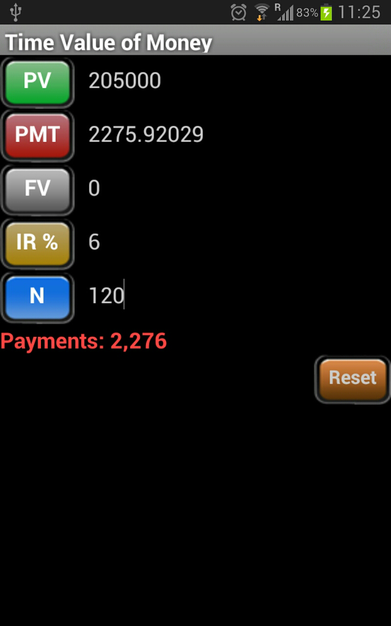 TVM Calculator Screen 1