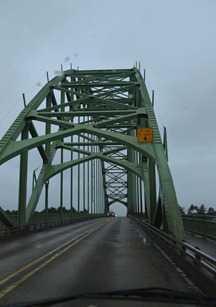 fog and rain across the bridge at Newport